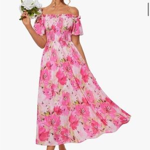 Grace Karin Pink Floral Maxi Dress NWT